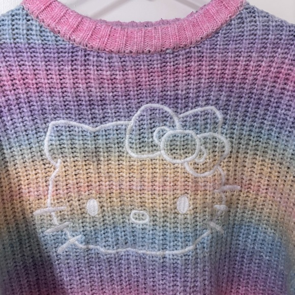 Hello Kitty x Forever 21 Pastel Rainbow Crewneck chunky  Sweater size M - Picture 4 of 13